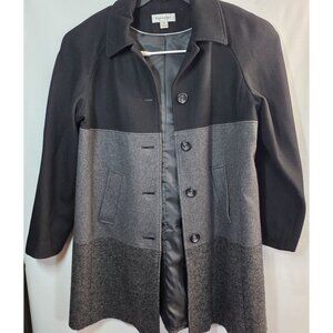 Womens Preston & York Colorblock Wool Blend Coat PLus Size 12 Black Gray‎ Button